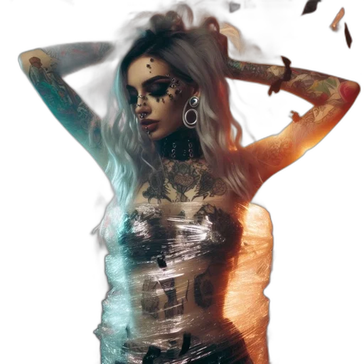dress, jewelry, concept art, cyberpunk transparent PNG cut-out