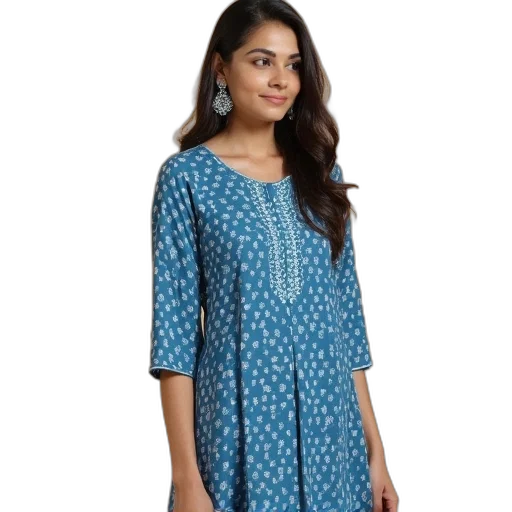dress, blue, women, rayon transparent PNG cut-out