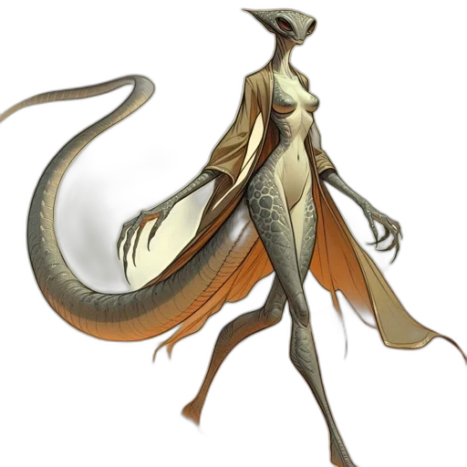 creature, dragon, staff, dress transparent PNG cut-out