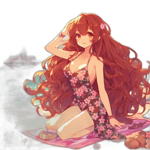 dress, anime, pixel art, watercolor transparent PNG cut-out