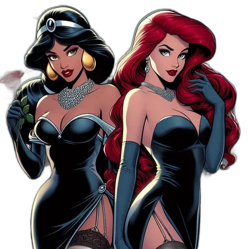 comic book art, cartoon, concept art, two transparent PNG cut-out