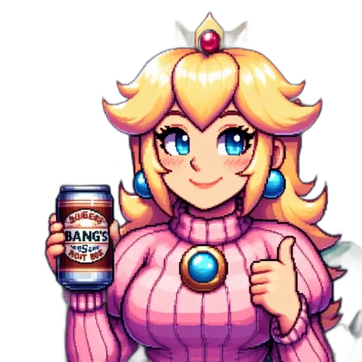 bottle, crown, dress, pixel art transparent PNG cut-out