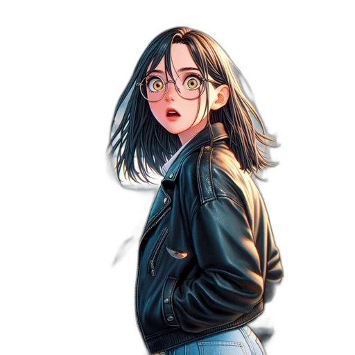 jacket, face, hair, creature transparent PNG cut-out