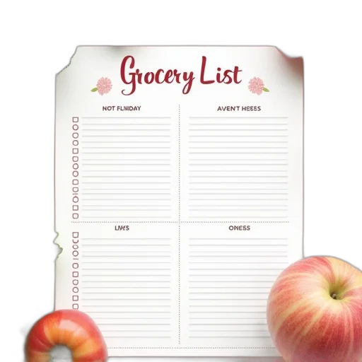 food, grocery, list, shopping transparent PNG cut-out
