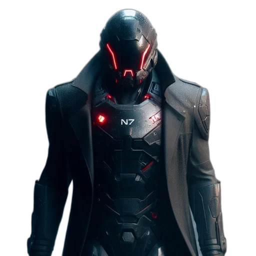 jacket, robot, mask, concept art transparent PNG cut-out