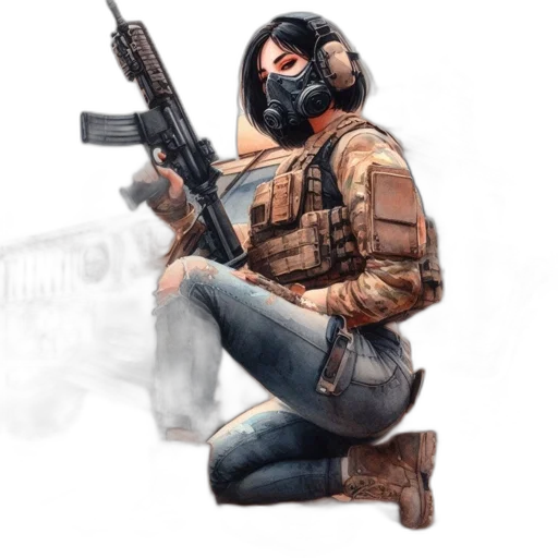 weapon, mask, jacket, face transparent PNG cut-out