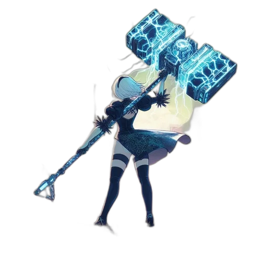 weapon, staff, sword, robot transparent PNG cut-out