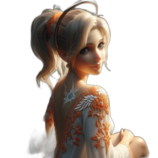 dress, staff, jewelry, face transparent PNG cut-out