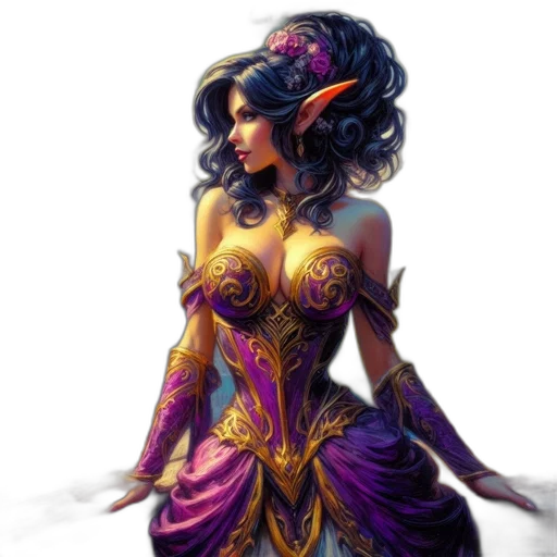 dress, crown, jewelry, fantasy art transparent PNG cut-out