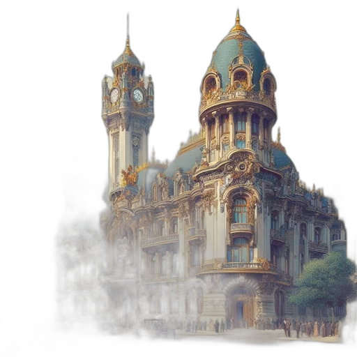 building, concept art, fantasy art, watercolor transparent PNG cut-out