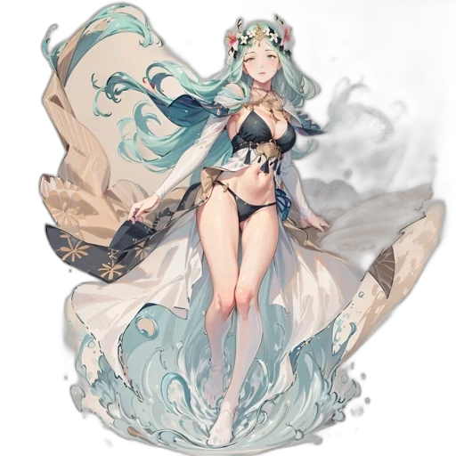 dress, staff, concept art, fantasy art transparent PNG cut-out