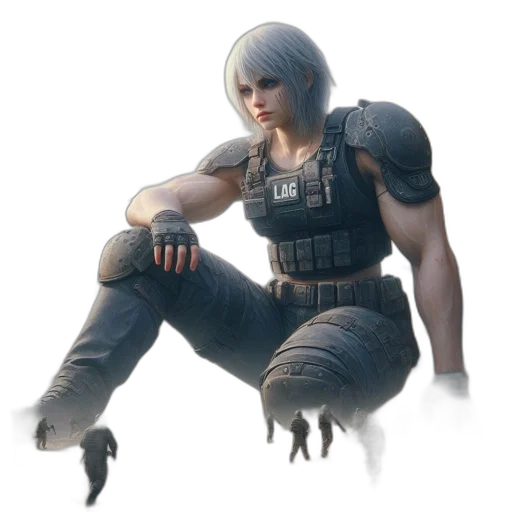 weapon, face, creature, jacket transparent PNG cut-out