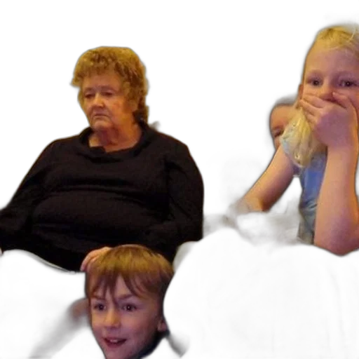 photorealistic, family, sits, couch transparent PNG cut-out