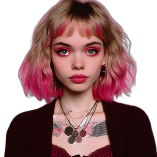 face, hair, jewelry, jacket transparent PNG cut-out