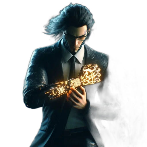 weapon, jacket, staff, concept art transparent PNG cut-out