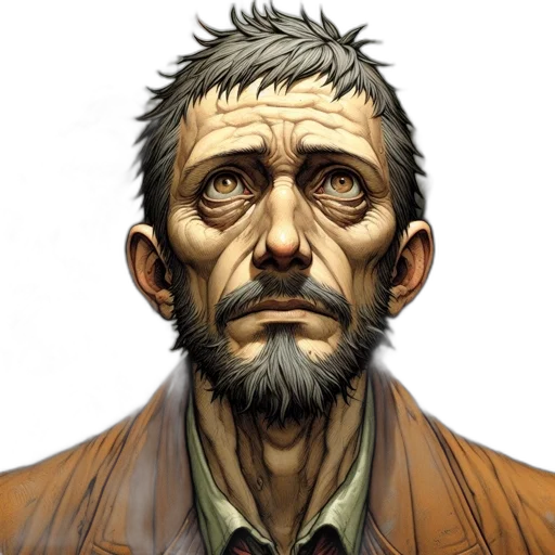 face, comic book art, concept art, photorealistic transparent PNG cut-out