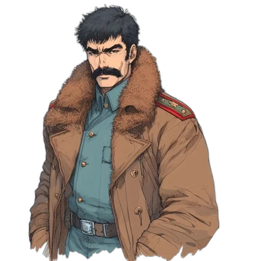 jacket, face, staff, concept art transparent PNG cut-out