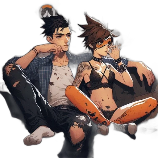 concept art, anime, pixel art, cyberpunk transparent PNG cut-out