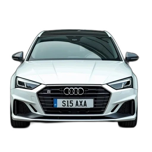 car, white, compact, license transparent PNG cut-out