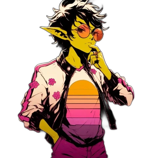 jacket, mask, staff, creature transparent PNG cut-out