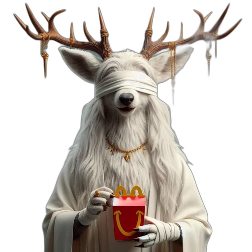 crown, staff, animal, creature transparent PNG cut-out