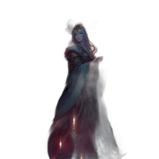 dress, staff, creature, crown transparent PNG cut-out