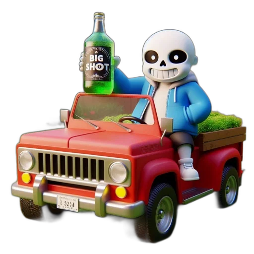 car, bottle, robot, 3d render transparent PNG cut-out