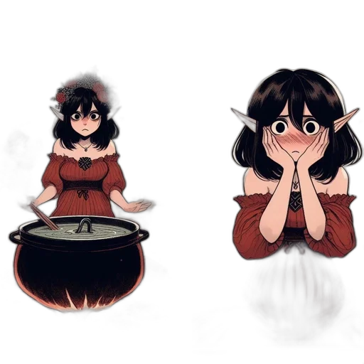 dress, concept art, anime, fantasy art transparent PNG cut-out