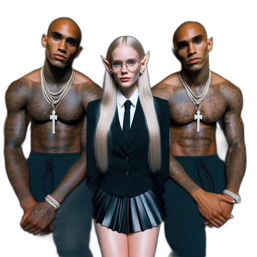 jacket, dress, jewelry, cyberpunk transparent PNG cut-out