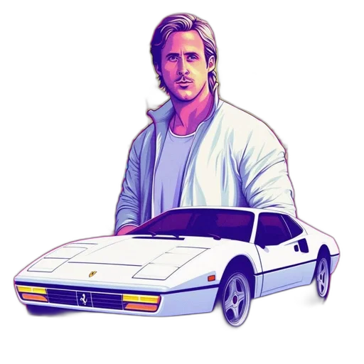 car, jacket, vaporwave, concept art transparent PNG cut-out