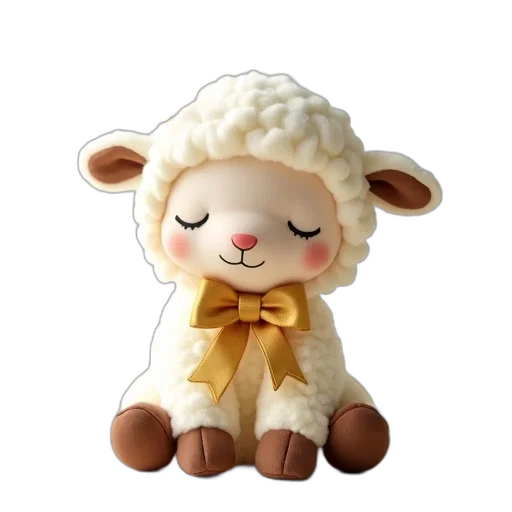3d render, plush, toy, sheep transparent PNG cut-out