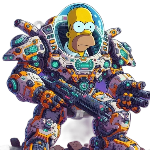 robot, weapon, concept art, 3d render transparent PNG cut-out