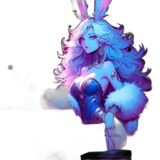 dress, hair, creature, staff transparent PNG cut-out