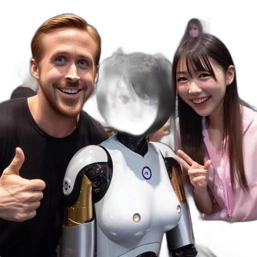 robot, face, animal, 3d render transparent PNG cut-out