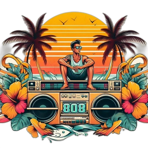 vaporwave, pixel art, concept art, cartoon transparent PNG cut-out