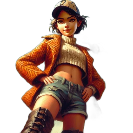 jacket, hat, staff, weapon transparent PNG cut-out
