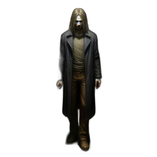 jacket, mask, staff, creature transparent PNG cut-out