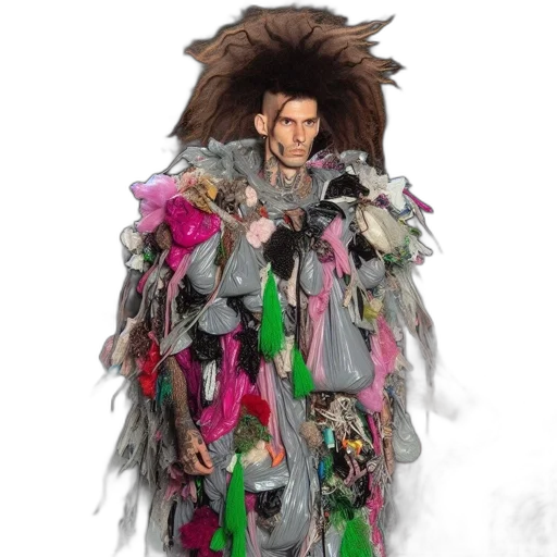 jacket, creature, hair, mask transparent PNG cut-out