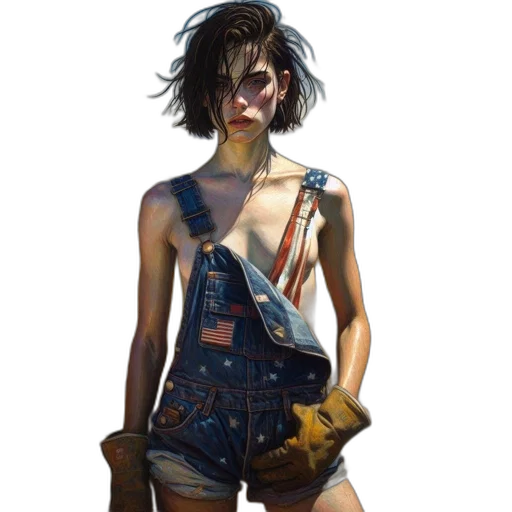 dress, jacket, weapon, face transparent PNG cut-out