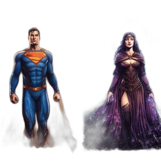 concept art, comic book art, fantasy art, two transparent PNG cut-out