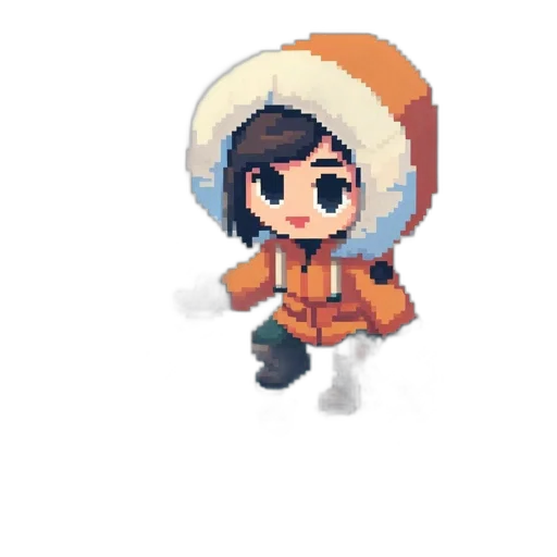 hat, jacket, staff, creature transparent PNG cut-out