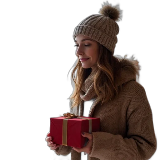 hat, jacket, christmas, woman transparent PNG cut-out