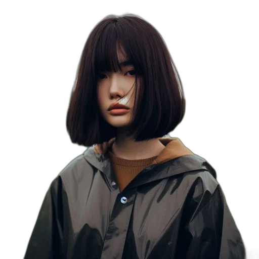 jacket, face, hair, umbrella transparent PNG cut-out