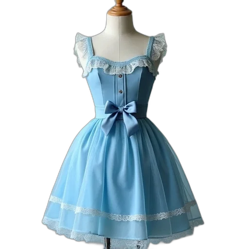 dress, 3d render, blue, pastel transparent PNG cut-out