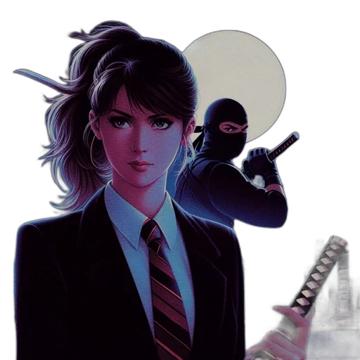 weapon, jacket, sword, comic book art transparent PNG cut-out