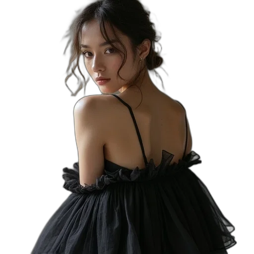 dress, jacket, jewelry, hair transparent PNG cut-out