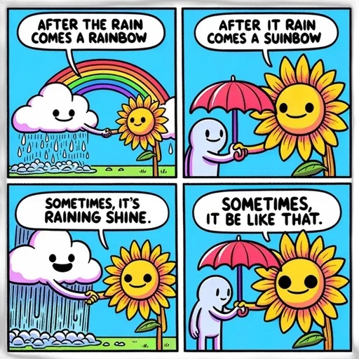 umbrella, rain, fire, 4-panel transparent PNG cut-out