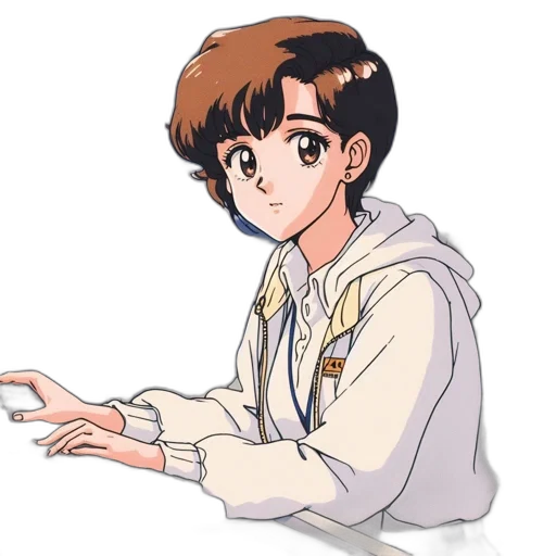 jacket, staff, face, hair transparent PNG cut-out