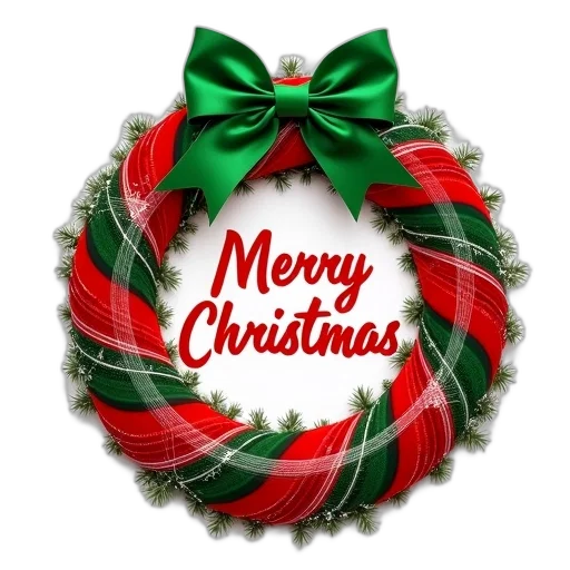 festive, wreath, red, green transparent PNG cut-out
