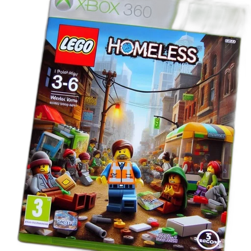 concept art, 3d render, lego, homeless transparent PNG cut-out